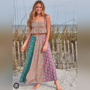 🌻✌🏻 NATURAL LIFE ✌🏻🌻 Valentina Floral Patchwork Maxi Skirt, Sz L (RARE, HtF)
